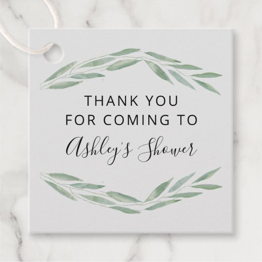 Étiquettes Cadeau Fête des mariées Sage Greenery Merci (Devant)