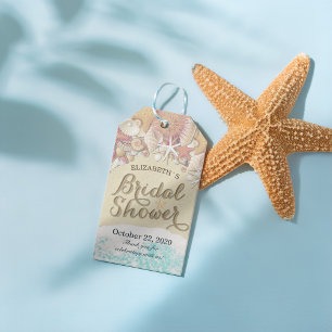 Étiquettes-cadeau Fête des mariées Summer Sea Beach Starfish Coques