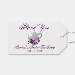 Étiquettes-cadeau Fête des mariées Tea Party Violet violet Merci