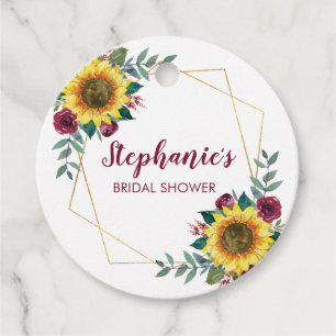 Étiquettes Cadeau Fête des mariées Tournesol Merci floral géométriqu