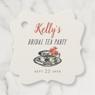 Étiquettes Cadeau Fête des mariées vintage de typographie Tea Party