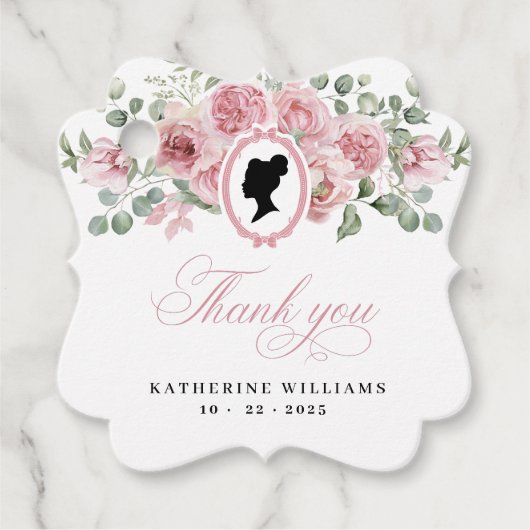 Étiquettes Cadeau Fête des mariées Vintage rose (Devant)