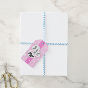 Étiquettes-cadeau Fête des mères maman et bébé rose