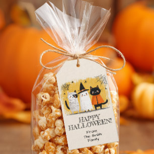 Étiquettes-cadeau Fête d'Halloween avec des chats mignons