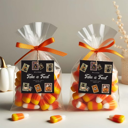 Étiquettes Cadeau Fête d'Halloween de timbre postal éffrayant