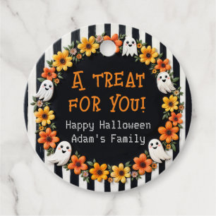 Étiquettes Cadeau Fête d'Halloween Fantôme personnalisée - 'Un soin
