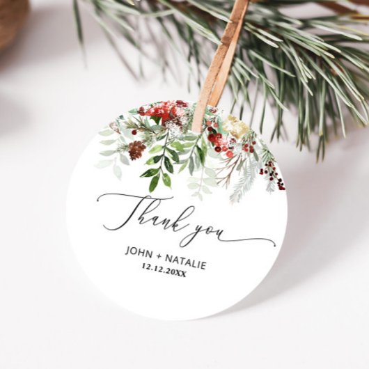 Étiquettes Cadeau Fête d'hiver Noël evergeen mariage