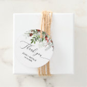 Étiquettes Cadeau Fête d'hiver Noël evergeen mariage (En situation)