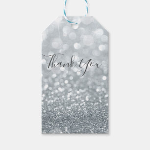 Étiquettes-cadeau Fête douce glamour Bokeh paillettes argentées 16 a