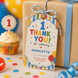 Étiquettes-cadeau Fête du 1er anniversaire Bold Rainbow One Big Year