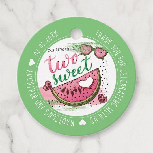 Étiquettes Cadeau Fête du 2e anniversaire de la pastèque personnalis (Devant)