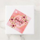 Étiquettes Cadeau fête du 80e anniversaire corail or fleurs Merci (En situation)