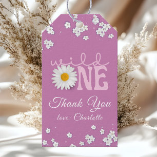 Étiquettes-cadeau Fête du premier anniversaire de Purple Daisy Wild