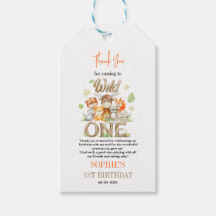Étiquettes-cadeau Fête du premier anniversaire de Wild One Animal -