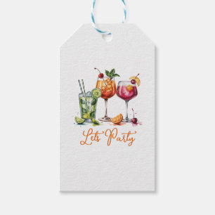 Étiquettes-cadeau Fête estivale de cocktails avec des boissons color