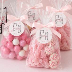 Étiquettes Cadeau Fête Féline Rose Fantaisie Moderne Parfaite