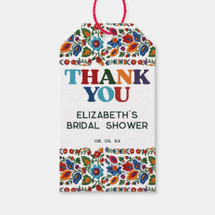 Étiquettes-cadeau Fête Florale Colorée Broderie Merci pour la Fête
