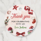 Étiquettes Cadeau Fête moderne Noël 1er anniversaire (Dos)