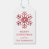 Étiquettes-cadeau Fête Noël Rouge Parties scintillant Flocon de neig (Devant)