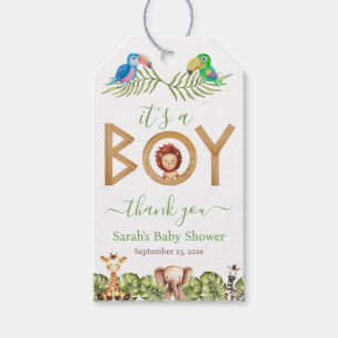 Étiquettes-cadeau Fête Prénatale Bébé Garçon Jungle Safari Animaux B