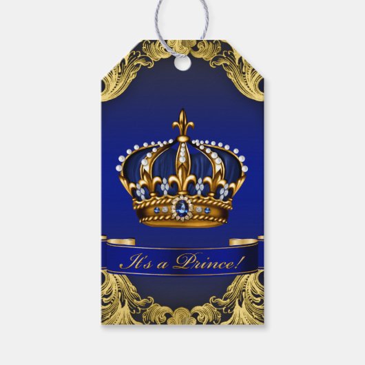 Étiquettes-cadeau Fête prénatale de prince (Devant)