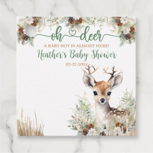 Étiquettes Cadeau Fête Prénatale pour Bébé Garçon Cerf de la Forêt