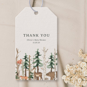Étiquettes-cadeau Fête Prénatale Rustique en Forêt d'Hiver
