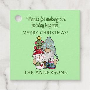 Étiquettes Cadeau Fête Rustique Gnome Joyeux Noël Fête Favoriser