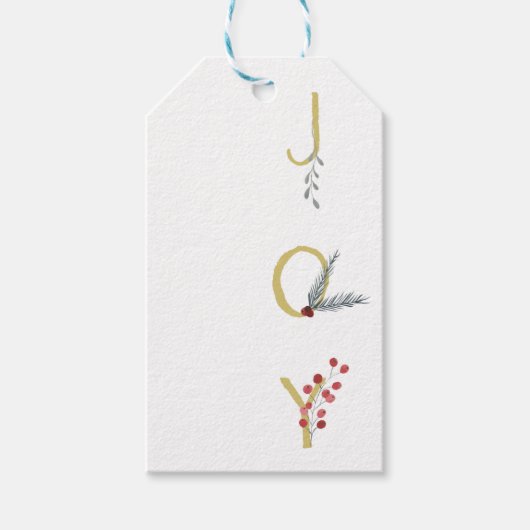 Étiquettes-cadeau Fêtes Botaniques Joy Rustic Gold Minimal Party (Devant)
