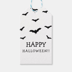 Étiquettes-cadeau Fêtes chic Halloween avec chauves-souris noires et