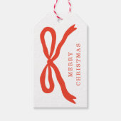 Étiquettes-cadeau Fêtes de Noël de la Bow rouge à main moderne (Devant)