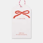 Étiquettes-cadeau Fêtes de Noël de la Bow rouge à main moderne (Dos)