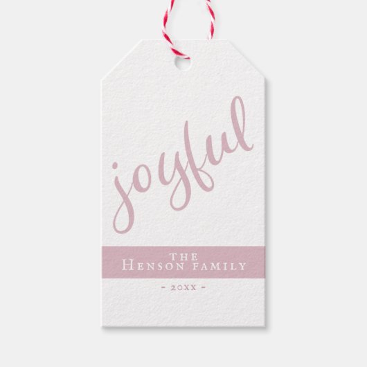 Étiquettes-cadeau Fêtes de Noël rose pâle (Devant)