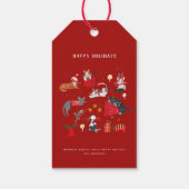Étiquettes-cadeau Fêtes de Noël rouge Chat (Dos)