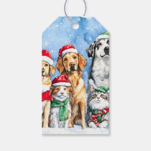 Étiquettes-cadeau Fêtes des Pattes enneigées Mignonnes Animaux de No