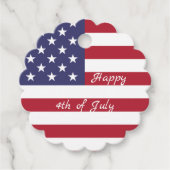 Étiquettes Cadeau Feu d'artifice 4 juillet American USA Flag Heart F (Devant)