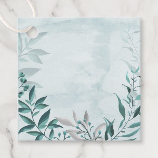 Étiquettes Cadeau feuillage bleu sarcelle (Devant)