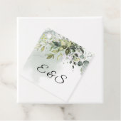 Étiquettes Cadeau Feuillage de verdure feuilles d'eucalyptus initial (En situation)