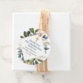 Étiquettes Cadeau Feuillage vert bleu or première communion baptême (En situation)