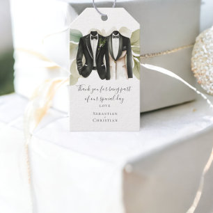 Étiquettes-cadeau Feuillage vert Muet Mariage gay personnalisé