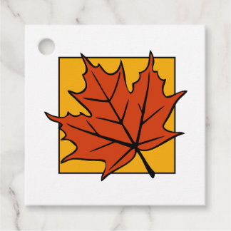 Étiquettes Cadeau Feuille d'érable d'automne orange foncé