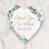 Étiquettes Cadeau Feuille d'olive/Script/noms/message/mariage Merci (Devant)