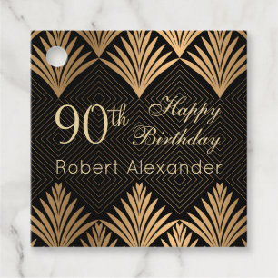 Étiquettes Cadeau Feuille d'or Art déco 90e anniversaire