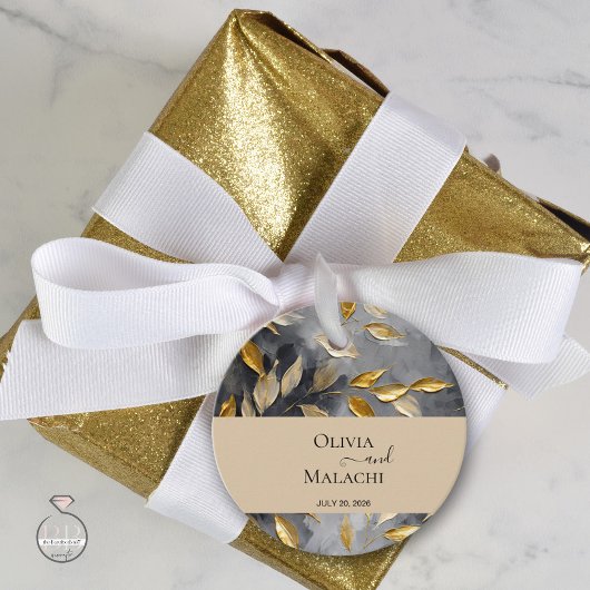 Étiquettes Cadeau Feuille d'or Impasto noir