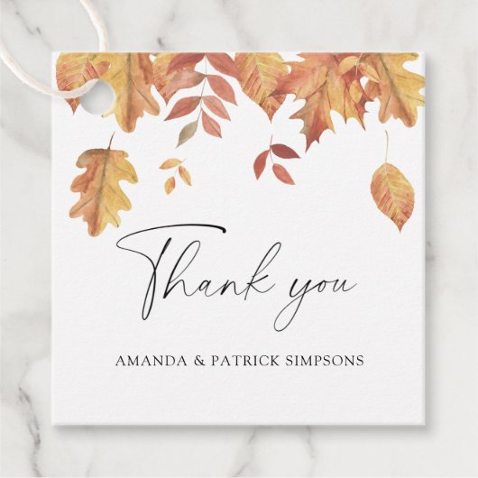 Étiquettes Cadeau Feuille en chute - Merci Mariage (Devant)