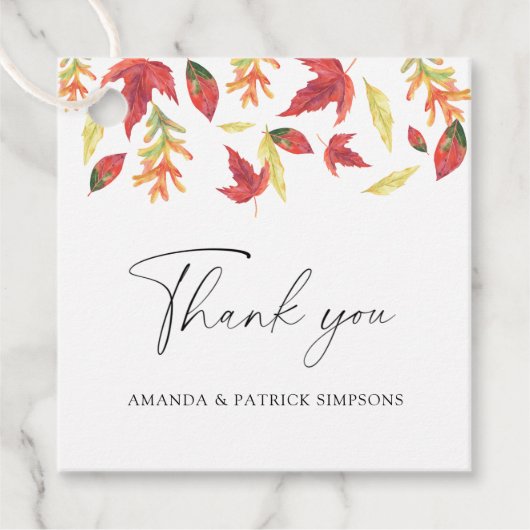 Étiquettes Cadeau Feuille en chute - Merci Mariage (Devant)