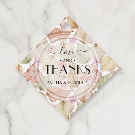 Étiquettes Cadeau Feuille Fleurs Boho Mariage (Devant)