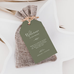 Étiquettes-cadeau Feuille minimale   Accueil Mariage vert foncé
