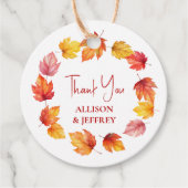 Étiquettes Cadeau Feuilles automne Mariage moderne rouille brûlée (Devant)