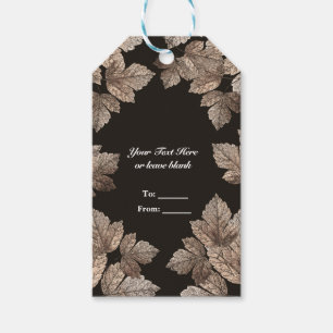 Étiquettes-cadeau Feuilles Bronze et Marron Foncé Faveur de Fête Rus